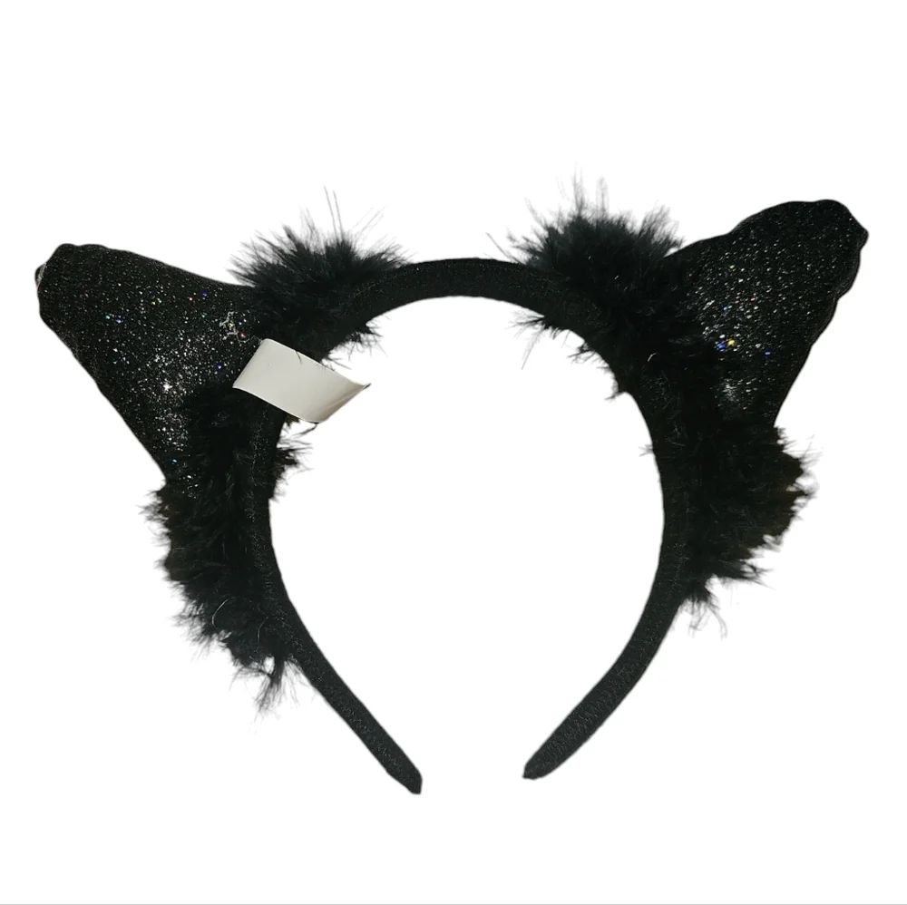 Cat Ears Black Sparkle Halloween Ears - Picture 2 of 2